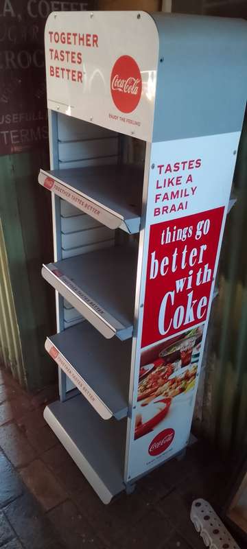 coca cola shop display stand, metal